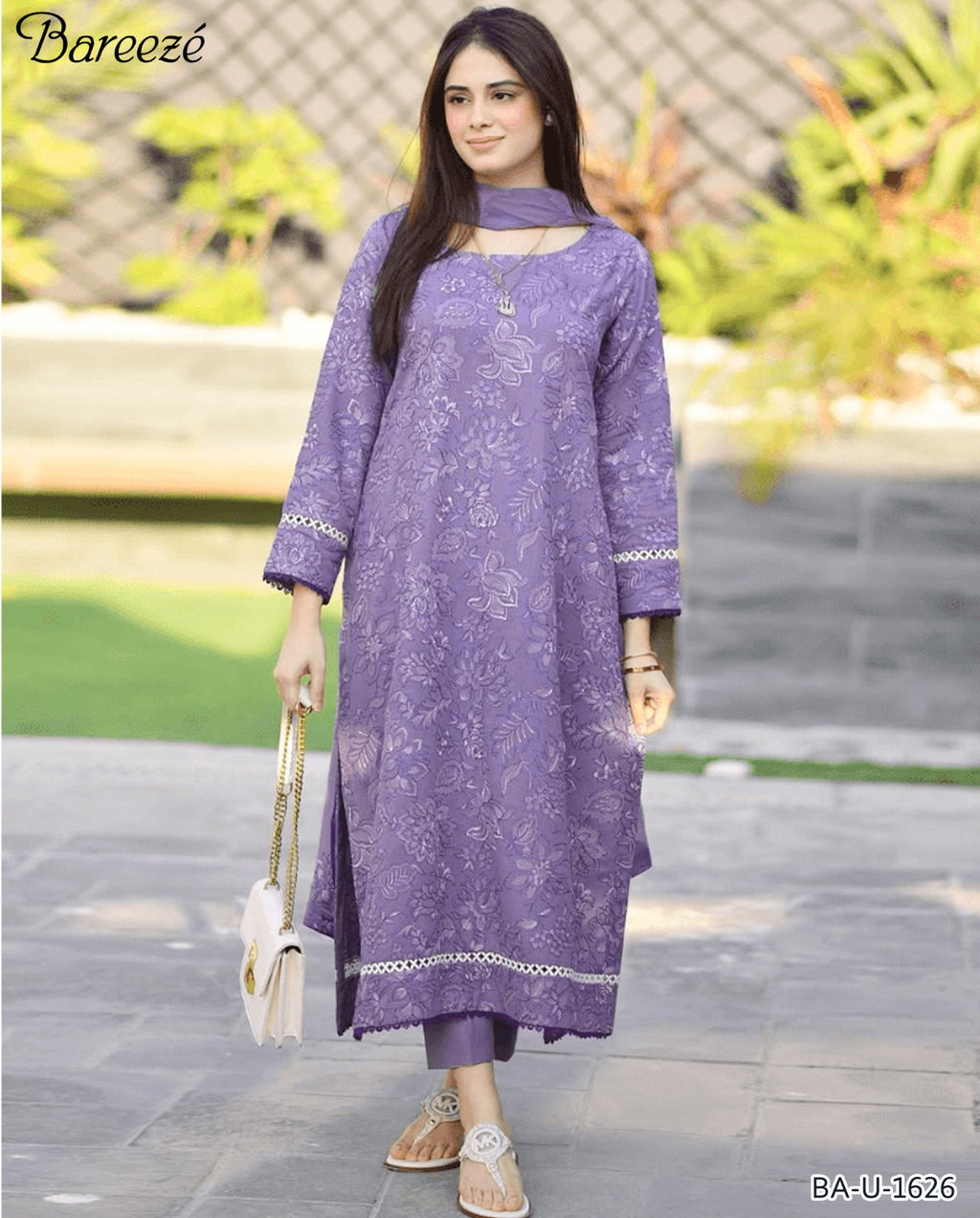 BAREEZE EMBROIDED LAWN 3PC