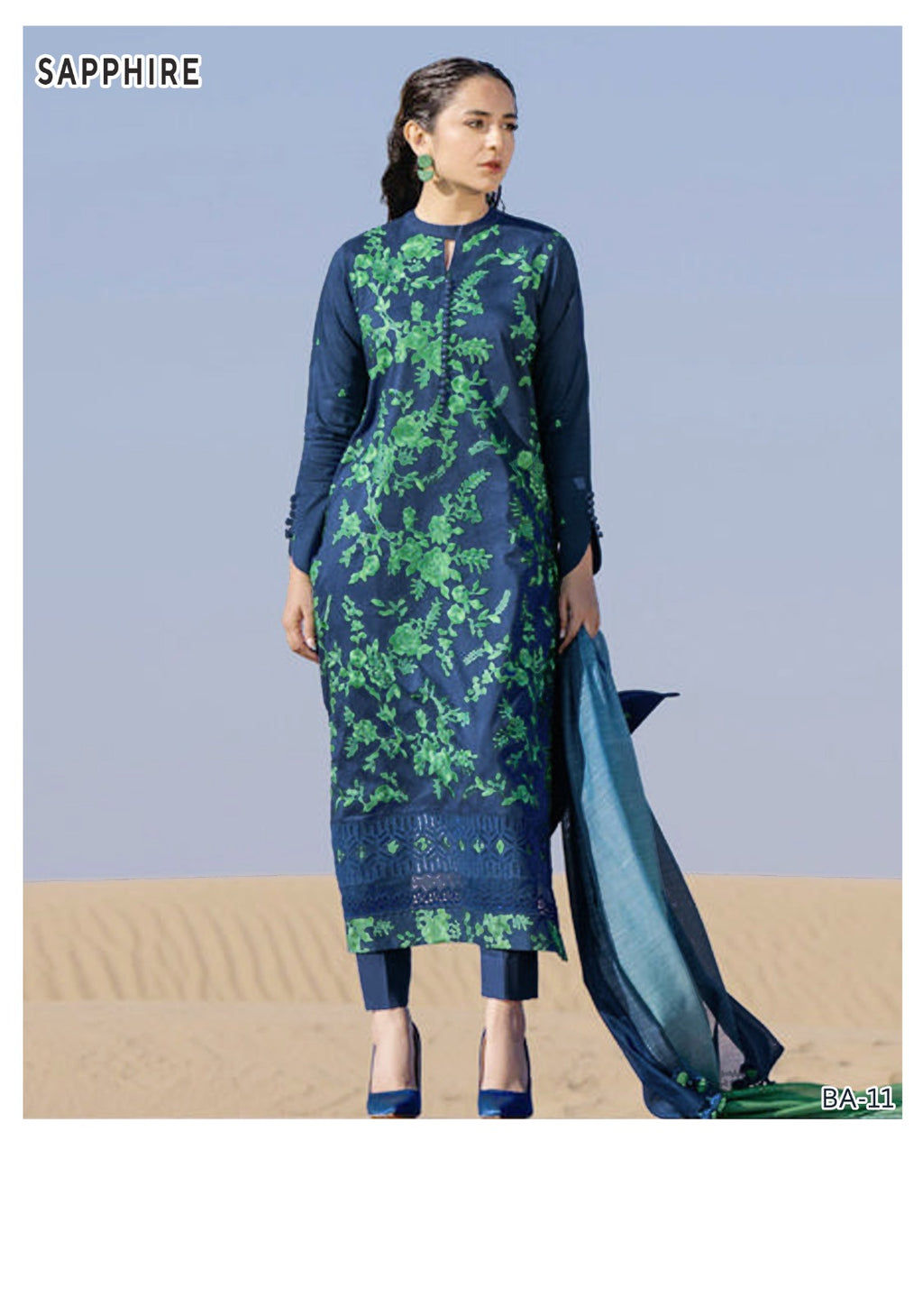 SAPPHIRE EMBROIDED LAWN 3PC