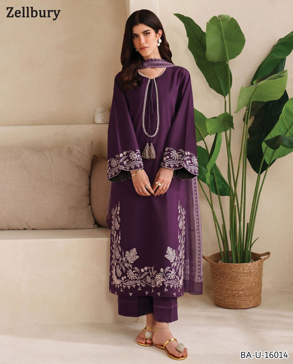 ZELLBURY EMBROIDED LAWN 2PC