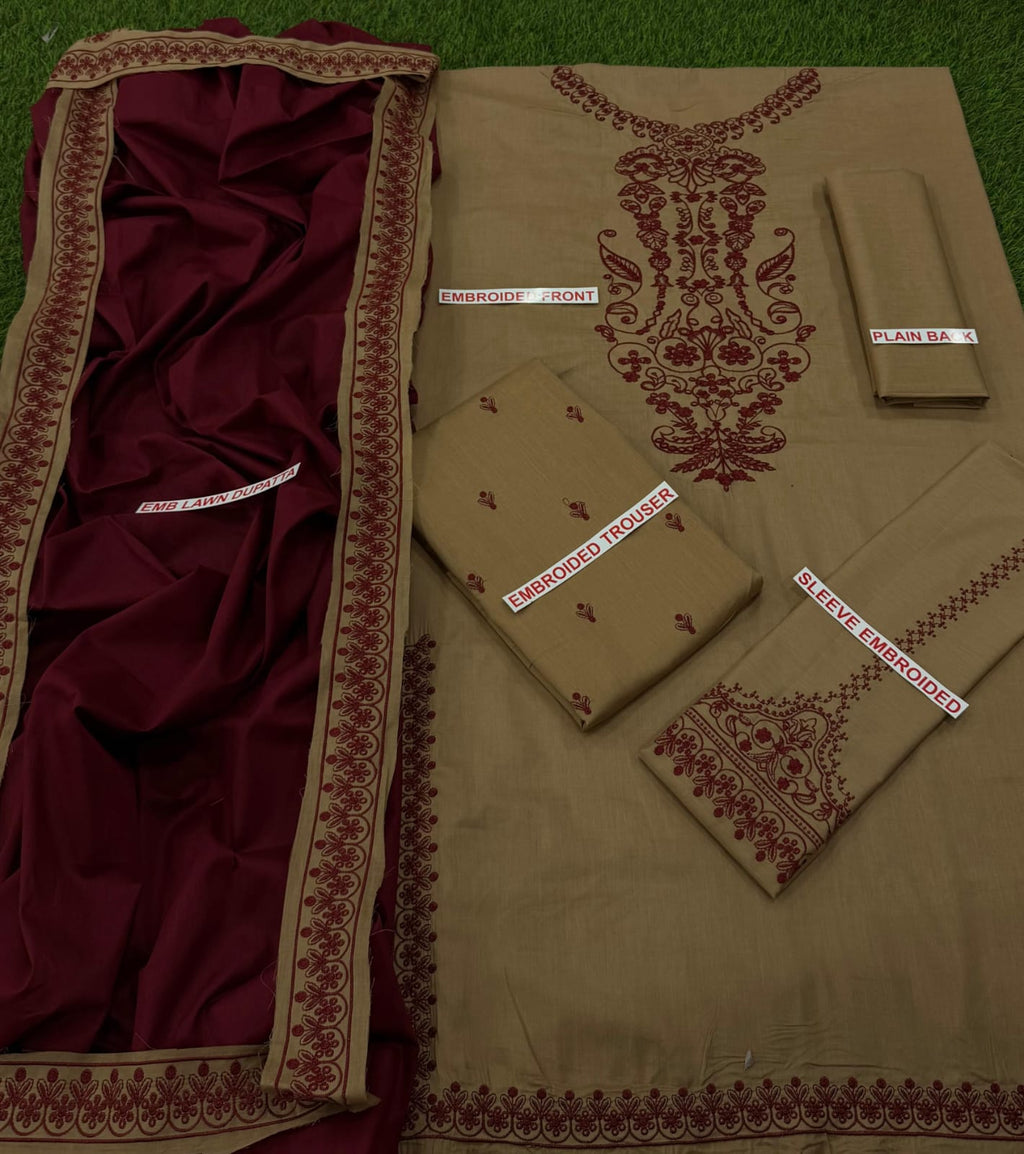 BAROQUE EMBROIDED LAWN 3PC