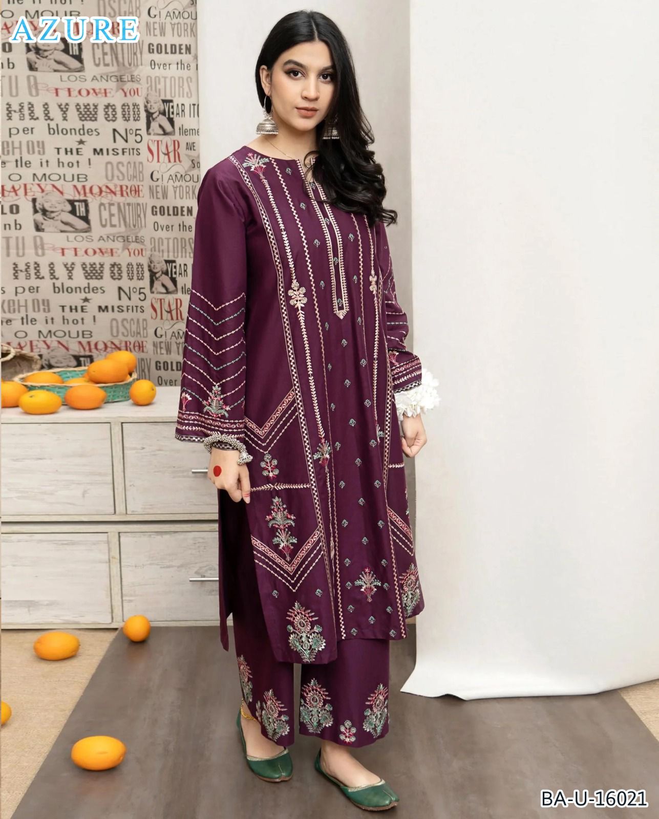 AZURE EMBROIDED LAWN 2PC