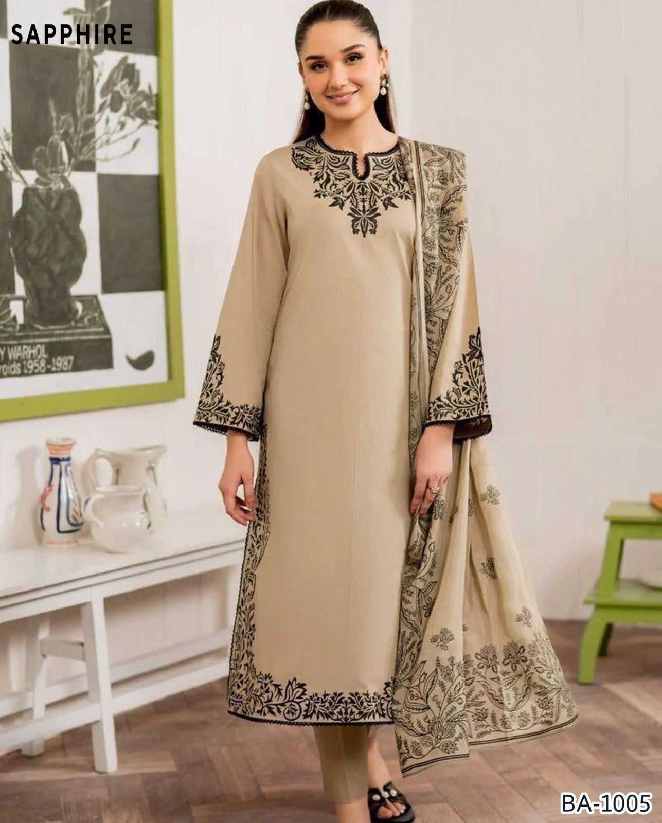 SAPPHIRE EMBROIDED LAWN 2PC