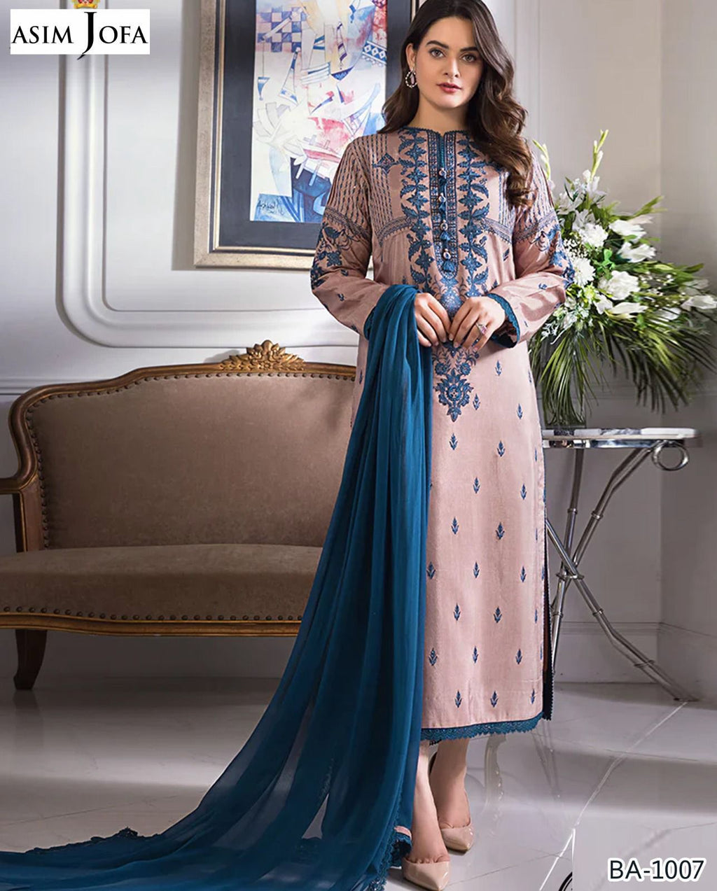 ASIMJOFA EMBROIDED LAWN 3PC