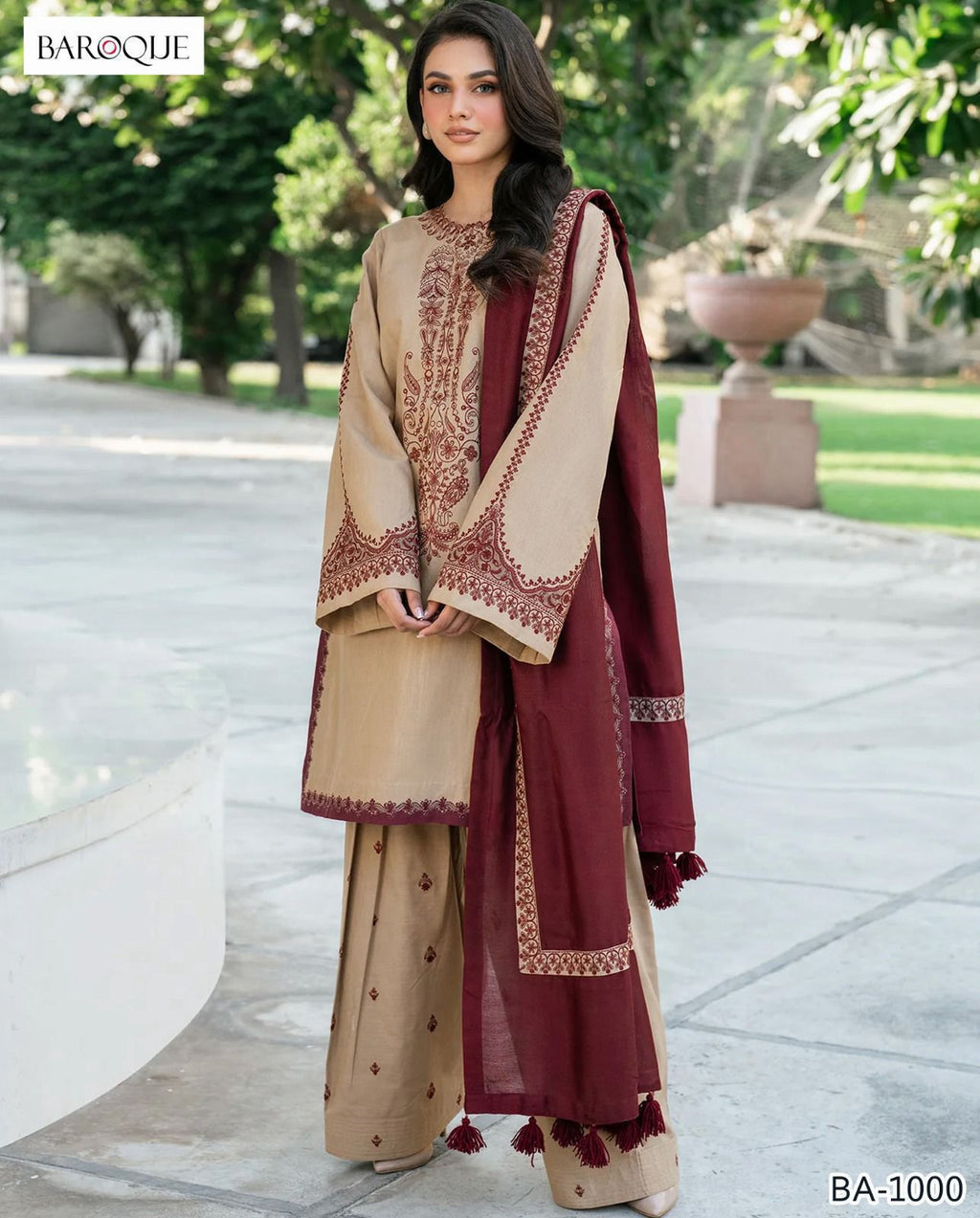 BAROQUE EMBROIDED LAWN 3PC